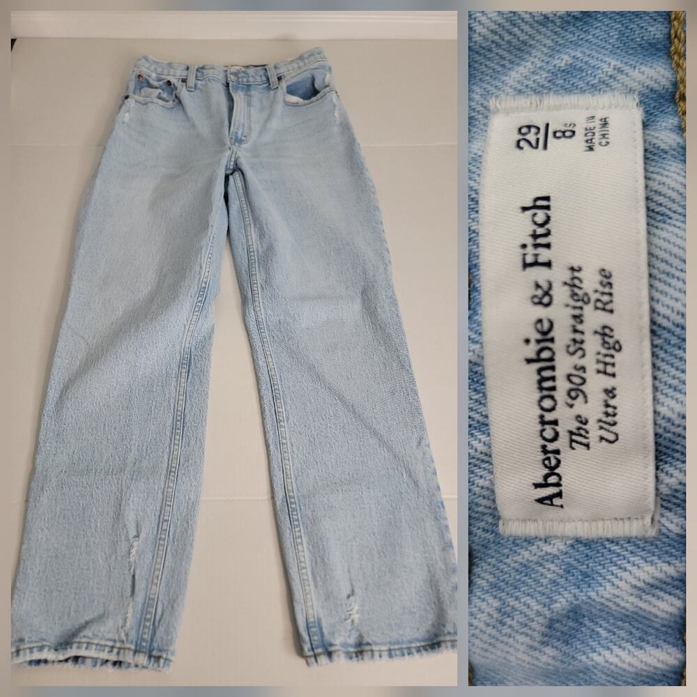 Abercrombie & Fitch Jeans SZ 29/8S Womens 90s Straight Ultra High Rise Acid Wash